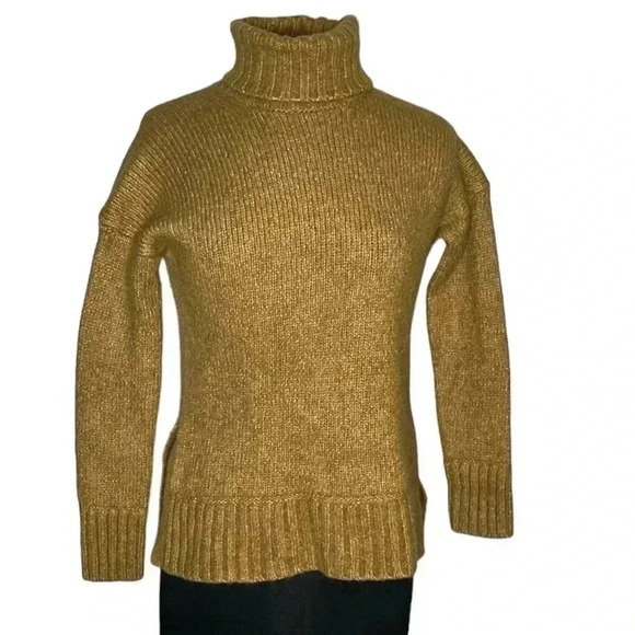 Everlane Turtleneck Long Sleeve Ribbed Detail Brown Sweater Size S - Picture 1 of 7